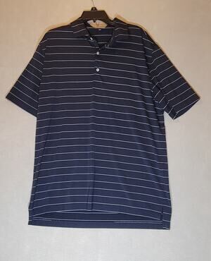 Fennec Men's Large Golf Performance Polo Shirt Navy Stripe